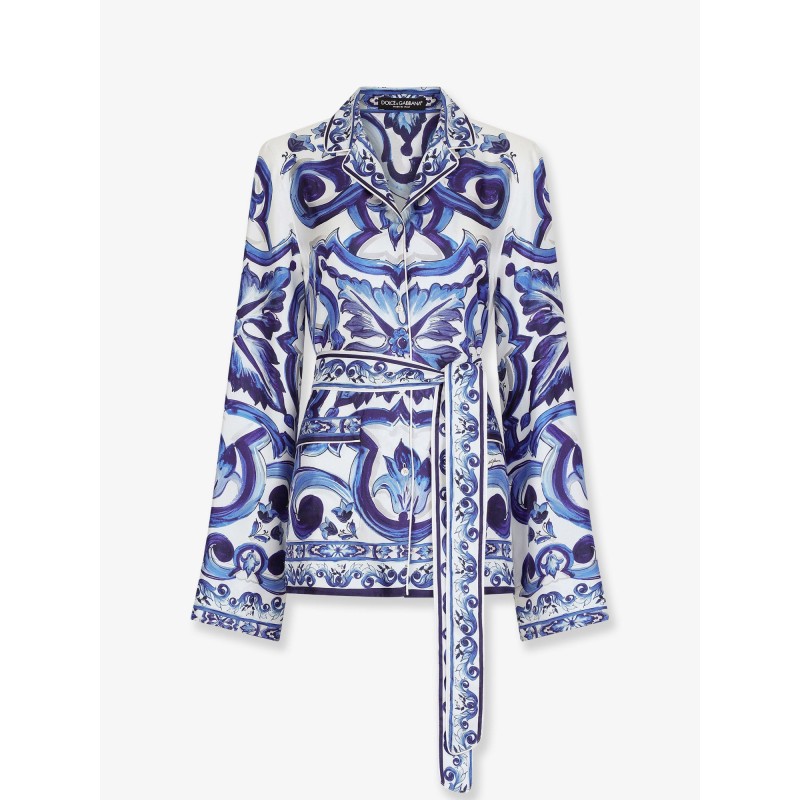 Silk shirt with Maiolica print