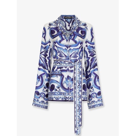 Silk shirt with Maiolica print