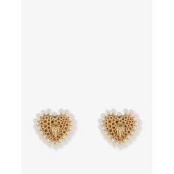 Brass earrings with bead detail