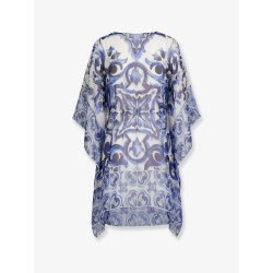 Chiffon kaftan with Maiolica print