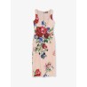 Satin longuette dress with Fiori print
