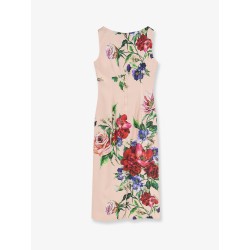 Satin longuette dress with Fiori print