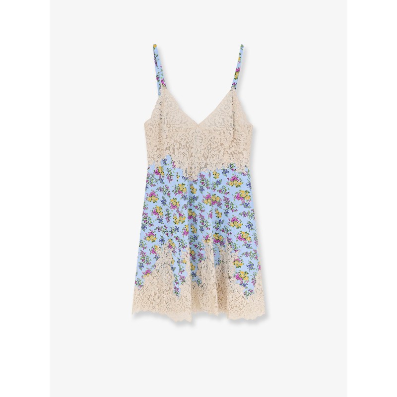 Silk blend dress with a Mazzolini di fiori print