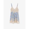 Silk blend dress with a Mazzolini di fiori print