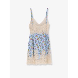 Silk blend dress with a Mazzolini di fiori print