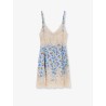 Silk blend dress with a Mazzolini di fiori print