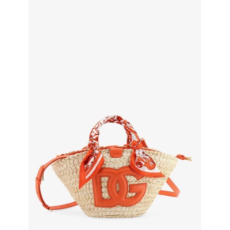 Maiolica shoulder bag in leather and raffia