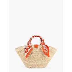 Maiolica shoulder bag in leather and raffia