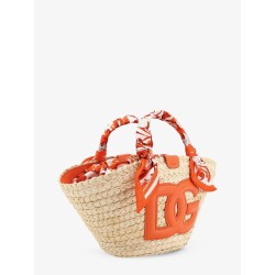 Maiolica shoulder bag in leather and raffia