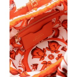 Maiolica shoulder bag in leather and raffia