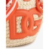 Maiolica shoulder bag in leather and raffia