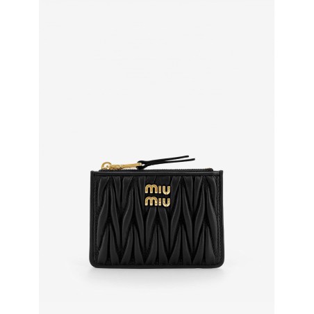 Quilted leather card holder