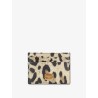 Hammered leather card holder with animal print