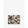 Hammered leather card holder with animal print