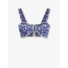Cropped cotton top with Maiolica print