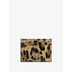 Patent leather card holder with animal print