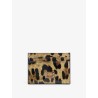 Patent leather card holder with animal print