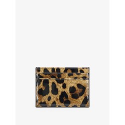 Patent leather card holder with animal print