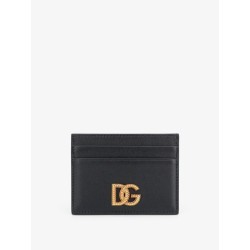 Leather card holder with metal DG logo