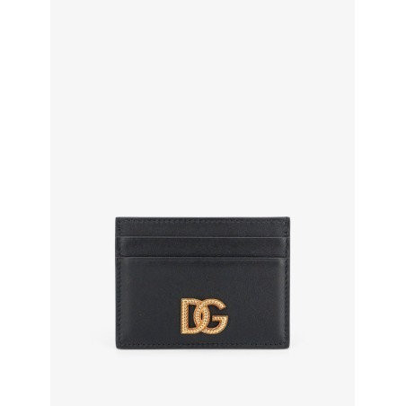 Leather card holder with metal DG logo