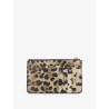 Hammered leather card holder with animal print