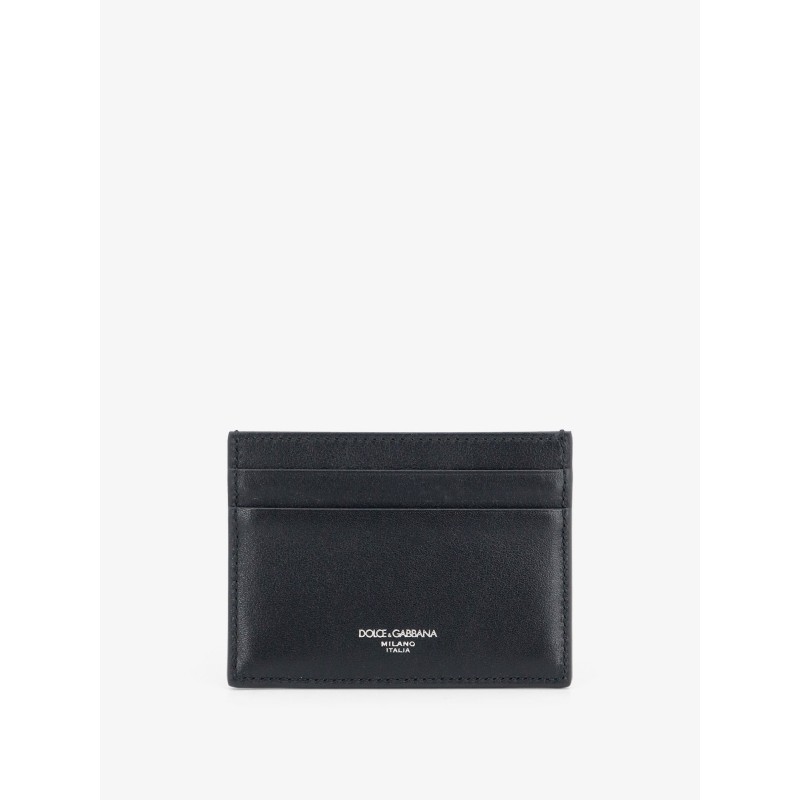 Leather card holder with woven pattern