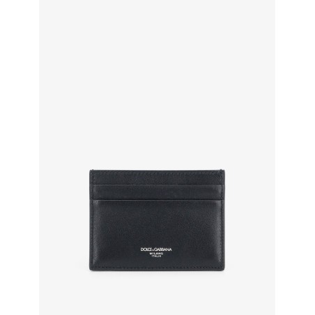 Leather card holder with woven pattern