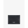 Leather card holder with woven pattern