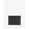 Leather card holder with woven pattern