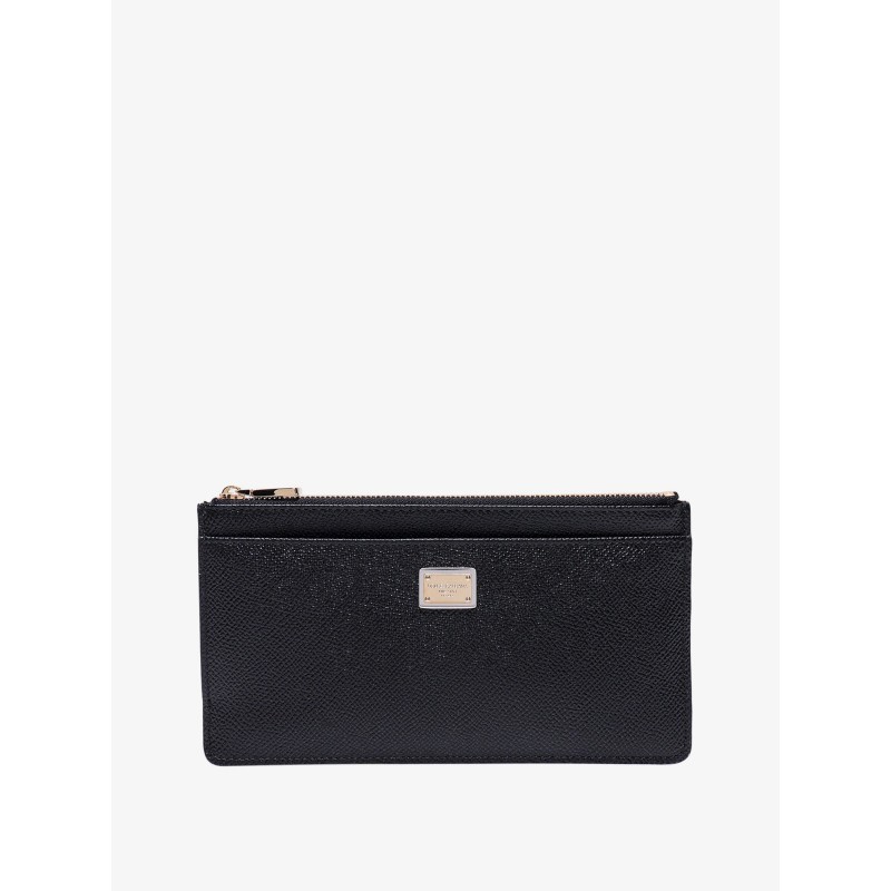 Hammered leather card holder with metal tag