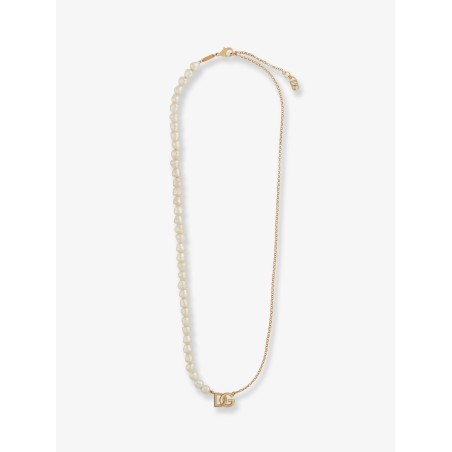 Brass necklace with pearls and DG logo
