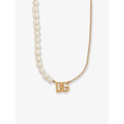 Brass necklace with pearls and DG logo