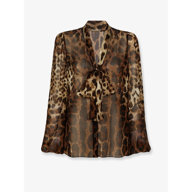 Chiffon shirt with animal print