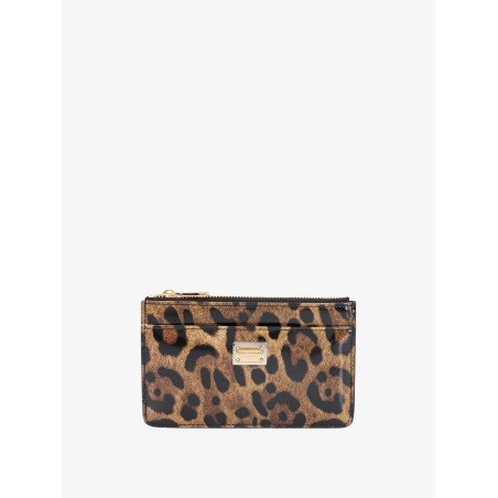 Patent leather card holder with animal print