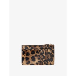 Patent leather card holder with animal print