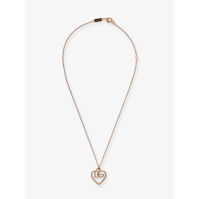 Gold brass necklace with rhinestones