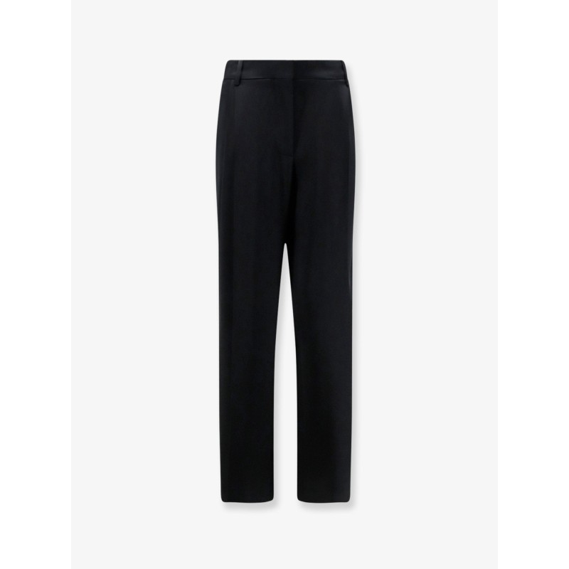 Pleated Straight Satin Trousers
