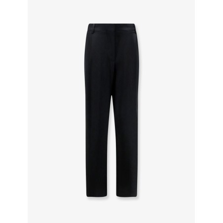 Pleated Straight Satin Trousers