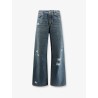 Destroyed-effect blue denim jeans