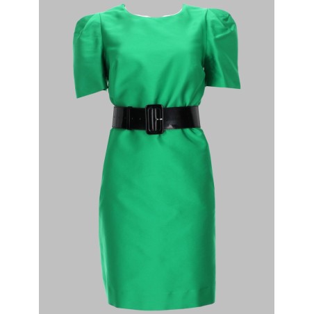satin belted mini dress