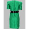 satin belted mini dress