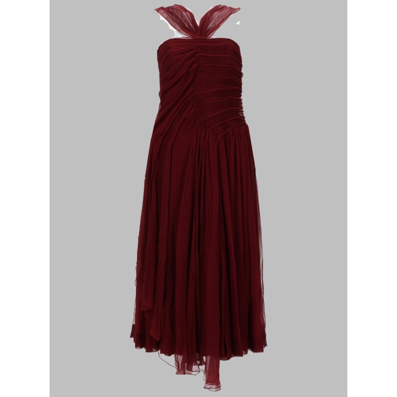halter strap chiffon dress