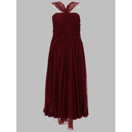 halter strap chiffon dress