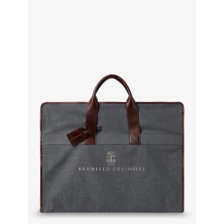 Technical fabric and leather garment bag