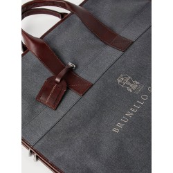 Technical fabric and leather garment bag