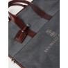 Technical fabric and leather garment bag