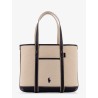 Canvas shoulder bag with embroidered logo on the front