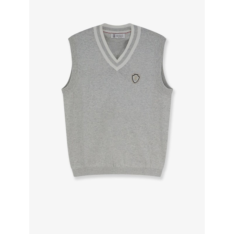 Cotton vest with front logo patch