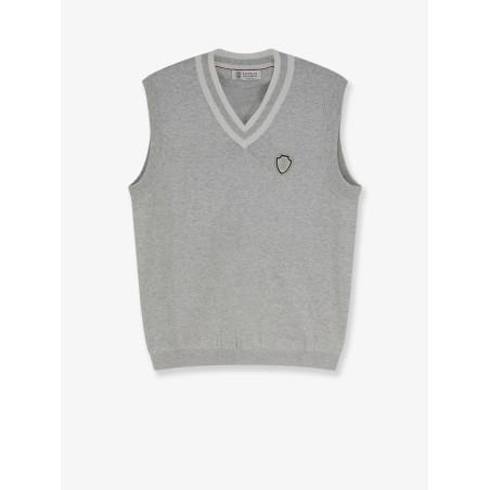 Cotton vest with front logo patch