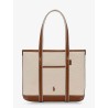 Canvas shoulder bag with embroidered logo on the front